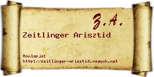 Zeitlinger Arisztid névjegykártya